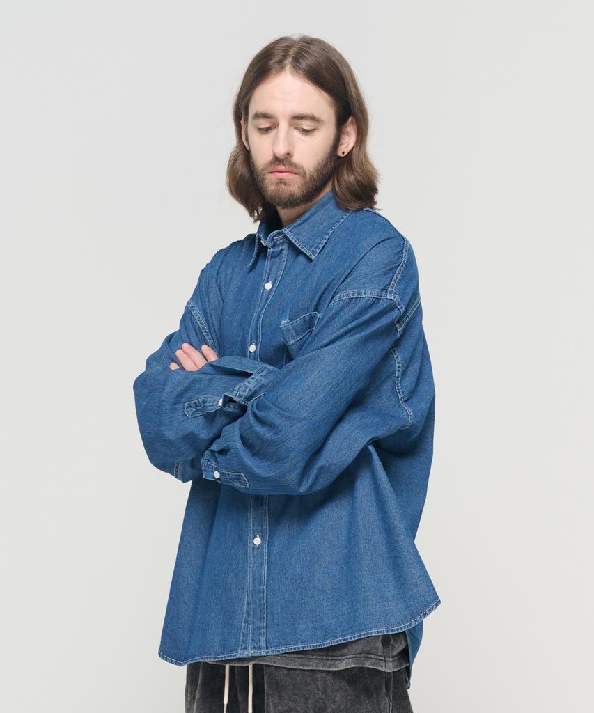 CARGOBROS Cb Washed City Boy Denim Shirt (Dark Blue)
