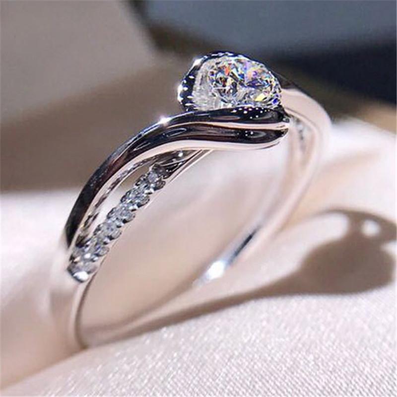 

Кольцо из стерлингового серебра с белым кубическим цирконием, модные универсальные аксессуары для женщин, новые ювелирные изделия высокого качества 9