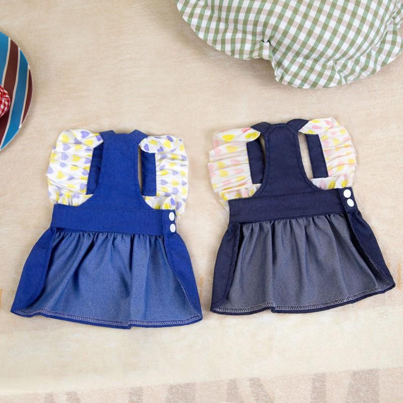 Pet Dog Cat Dress Lightweight Ruffled Denim Skirt Princess Style Small Medium Large Dogs