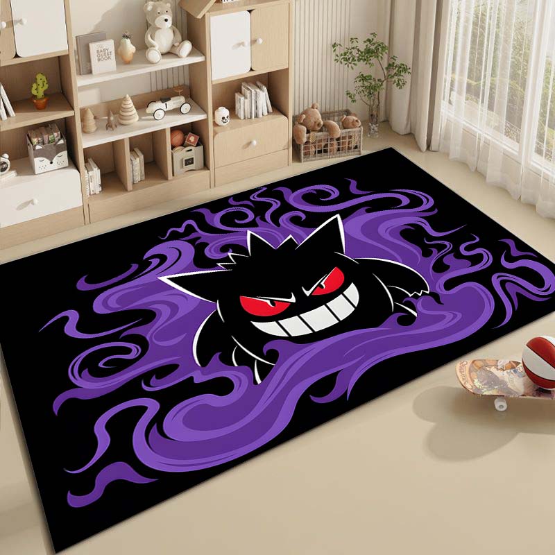Best Seller! P-Pokemon Cartoon Carpets with Gengar Printed, Living Room Bedroom Floor Mat Balcony Garden Non-Slip Rug Great Gift