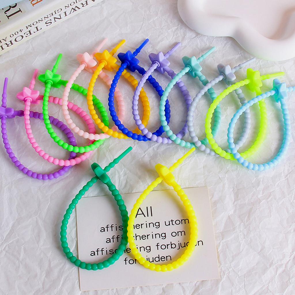 Étoile à cinq branches colorée 22cm Corde en silicone DIY Bijoux Porte-clés Accessoires Étiquettes de robe Corde Ruban de fixation pour câble de données