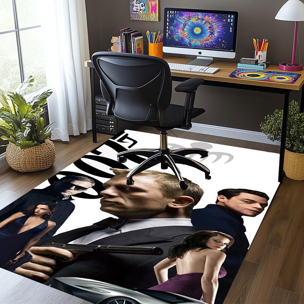 007 James Bond Printed Carpet,Rug,for Office Chair Living Room Bedroom Kitchen Room Decor Gifts.