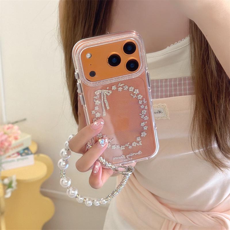 Korean Style Transparent Flower Bowknot Case for iPhone 17, 16 Pro Max, 15, 14 - High-End Feel