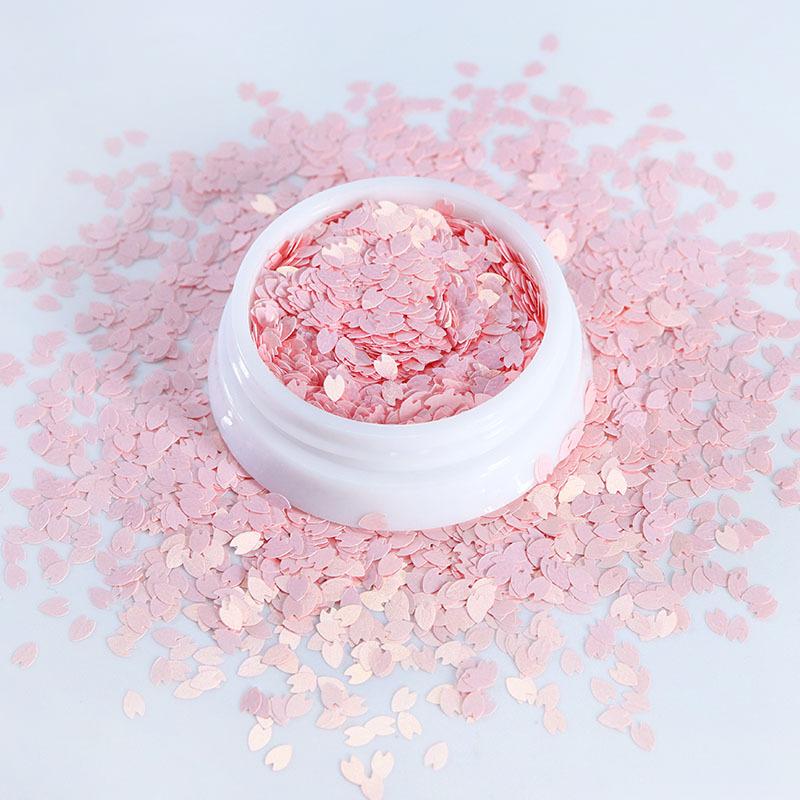 Garrafa plana primavera flor de cerejeira pétala unha glitter macaron 12 cores PET irregular decoração de unhas remendo DIY suprimentos para unhas
