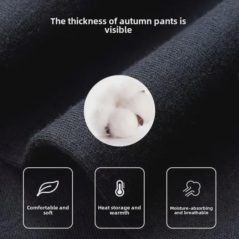 Herren Baumwolle Wolle Hose mit hohem Bund: Warm, Dünn, Lockerer Gerader Schnitt für Herbst/Winter - Ideal für Mittelalte & Ältere.