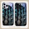 Blue Gradient Grid For IPhone 16 Plus 15 14 13 12 Mini 11 Pro Max X XS XR 7 8 Plus 2022 Tempered Glass Phone Case