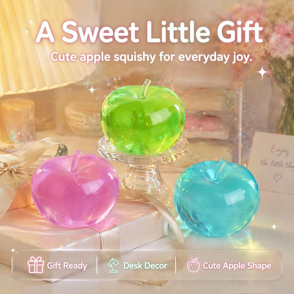 Soft Crystal Transparent Apple Maltose Squishy Stress Ball Moldable Non Bounce Asmr Sensory Squeeze Toy Stress Relief Desk Decor