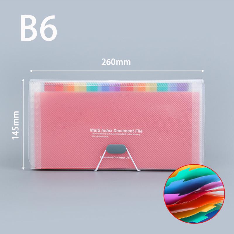 A6 Mini Regenbogen Akkordeon Tasche: Kunststoff-Klemmmappe & Rechnungsmappe mit 13 Fächern