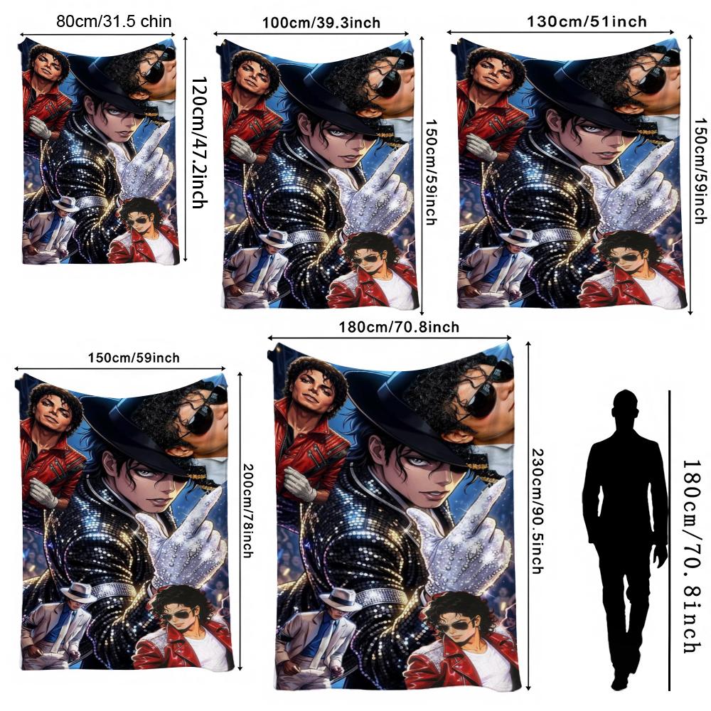 Michael Jackson Pop Theme Blanket Cozy Warm Fleece Blanket For Camping Travel Party Decor Great Holiday Gift