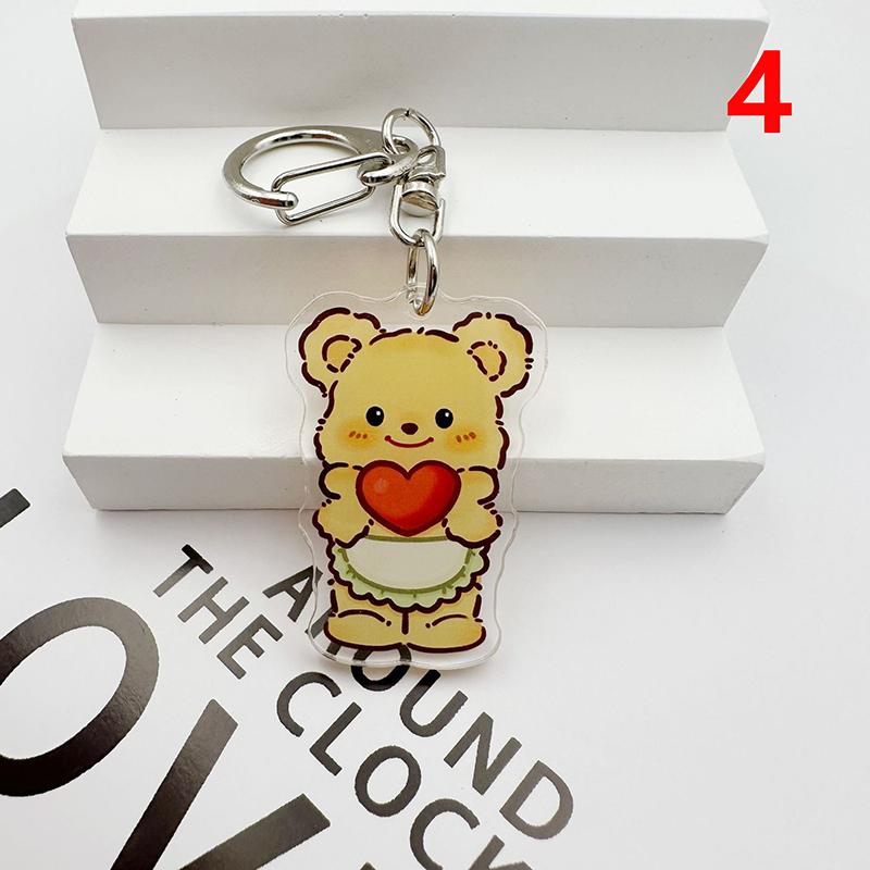 Cute Acrylic Butter Bear Keychains Bag Pendant Cartoon Keyring Jewelry Women Backpack Charms Decor Accessories