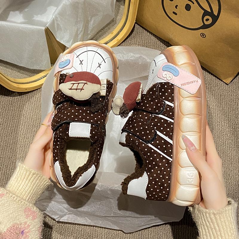 

Women s fashion cartoon lightweight soft sole winter warm fur one snow boots padded lining non-slip casual sports cotton boots 40 темно-коричневого