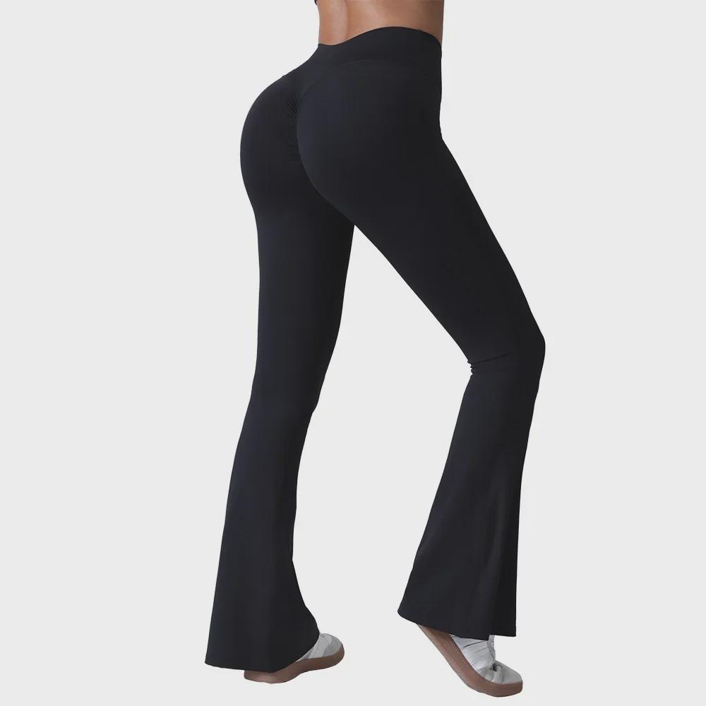 "Women's High-Waist Quick-Dry Yoga Flared Pants with Hip-Lifting Design"