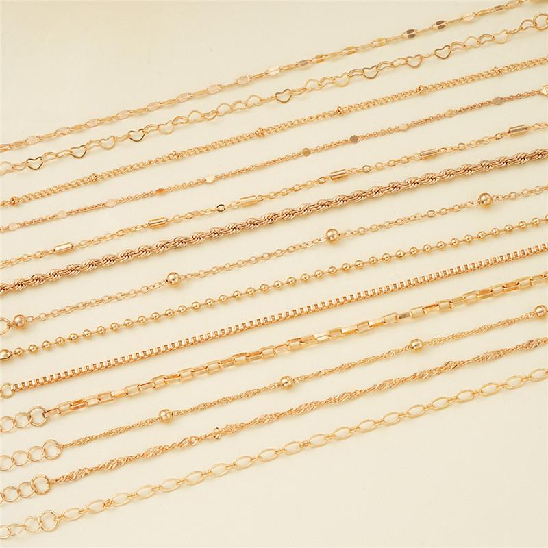 13 szt./zestaw Nowy zestaw metalowych bransoletek dla kobiet Boho Retro Grube skręcane kubańskie bransoletki łańcuchowe Impreza Wszechstronna świąteczna modna biżuteria