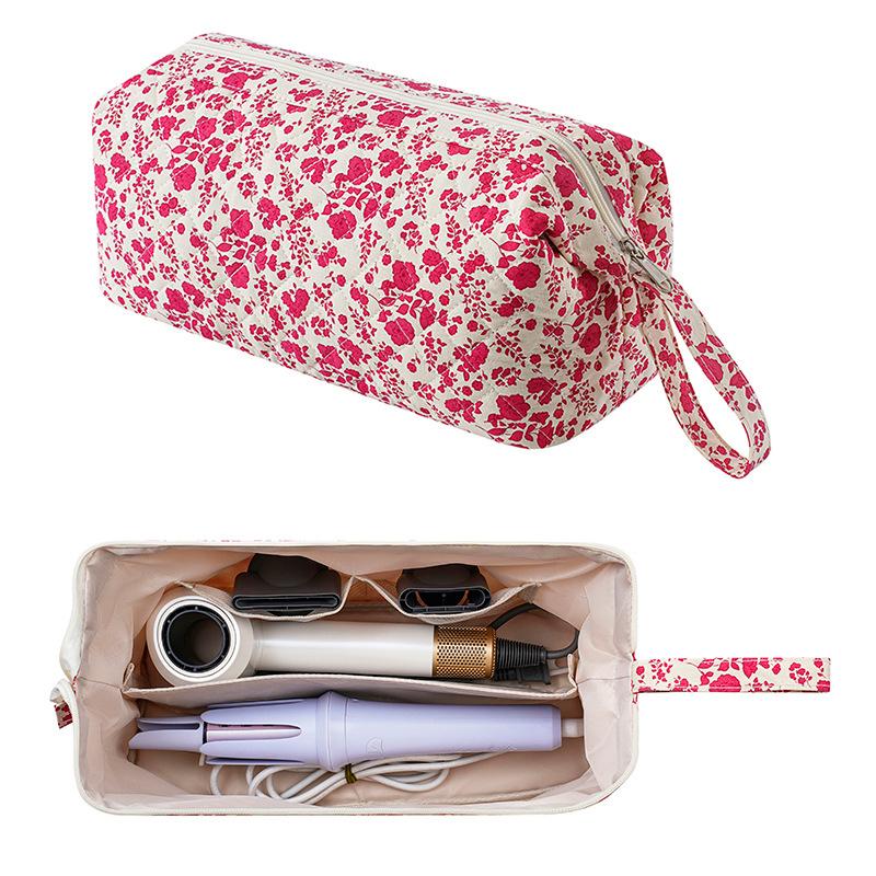 Large Capacity Hair Dryer Storage Bag, Quilted Portable Handheld Travel Case for Curling Iron, Multi-purpose Organizer Pouch KTB