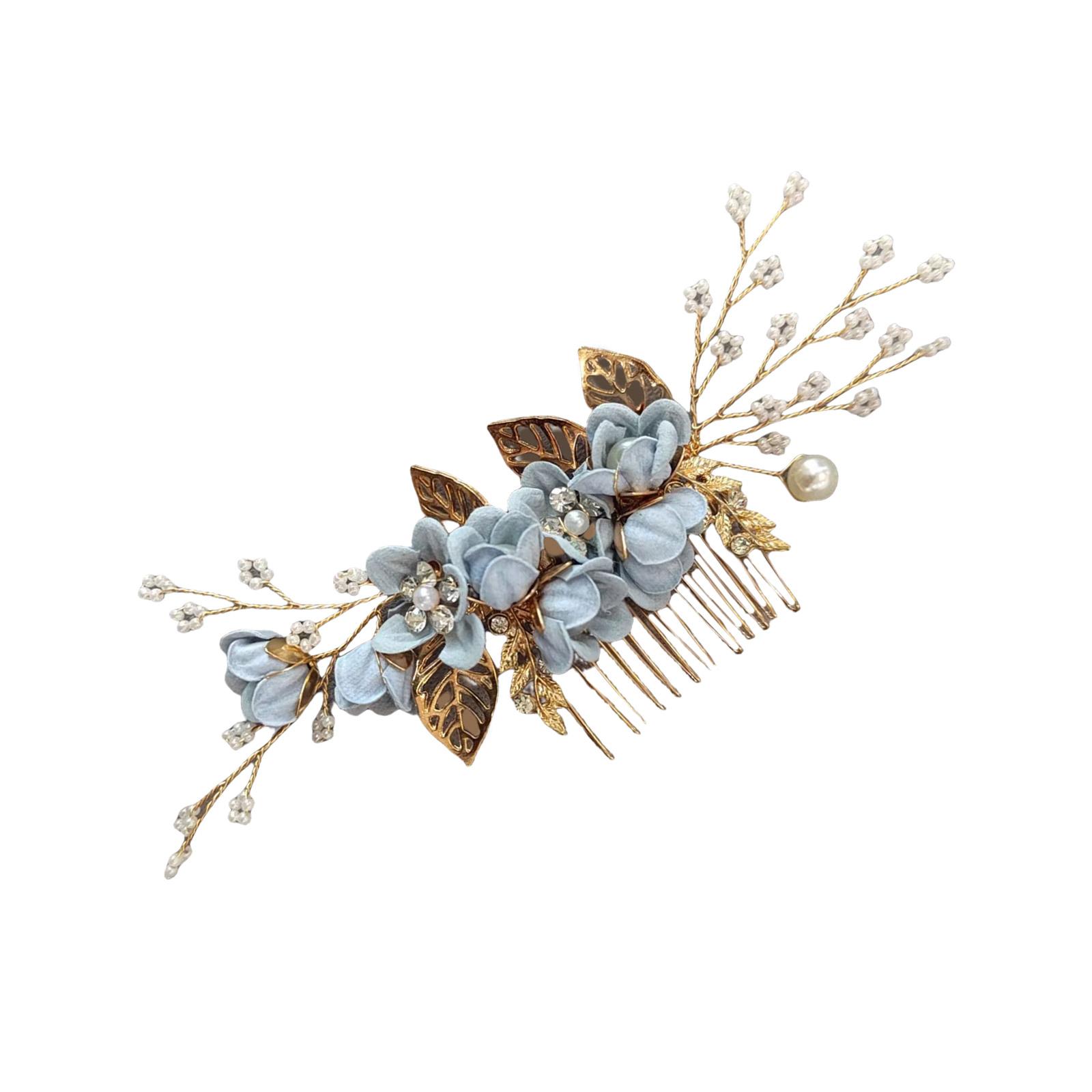 

Exquisite Wedding Hair Comb Rhinestones and Artificial Pearls Hairpiece Handmade Hair Accessory for Bridal Wear