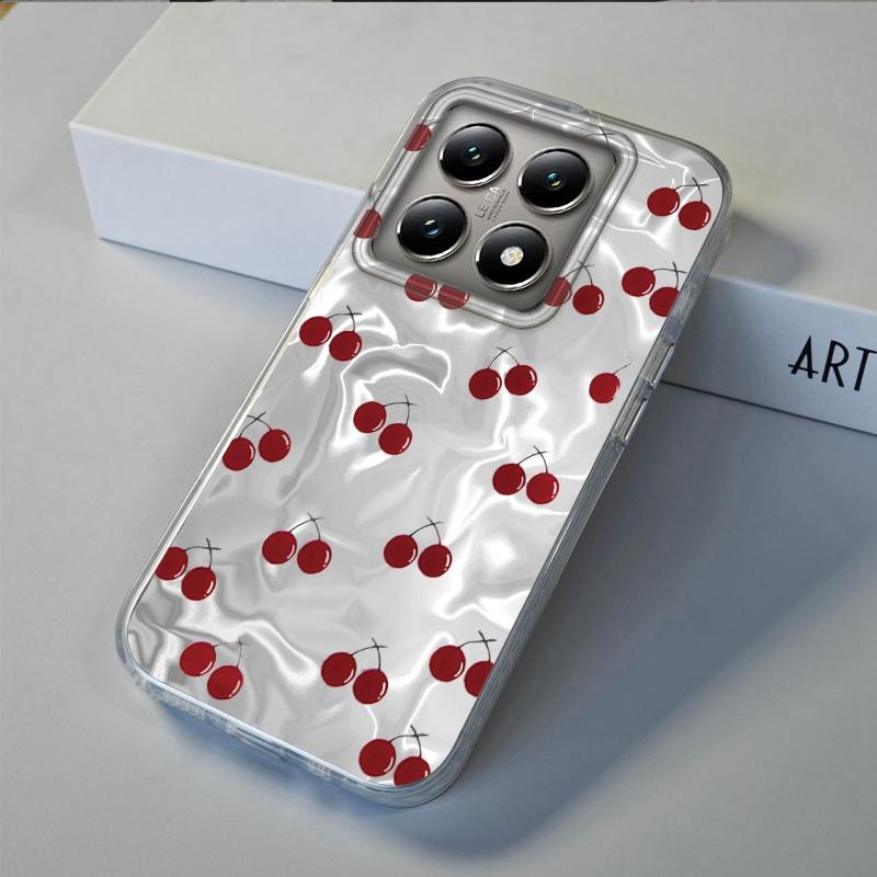 Cute Pink Cherry Bow Girls Women Phone Case For Xiaomi 14T 13T Pro 14Tpro 13Tpro 11 Lite 5G NE Shockproof Bumper Fundas Cover