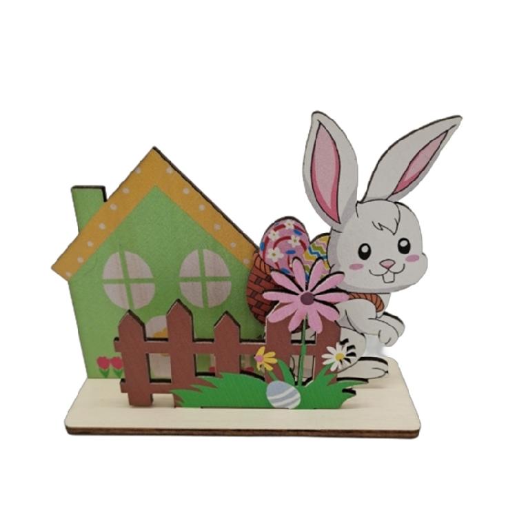 Artistic Wood Spring Rabbit Figure Rabbit Figurine For Enthusiasts Of All Ages And Space Spring Themed Sculpture