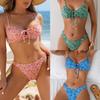 New Popular Printed Steel Ring Bikini Set Three-point Bikini Beach Vacation Swimming