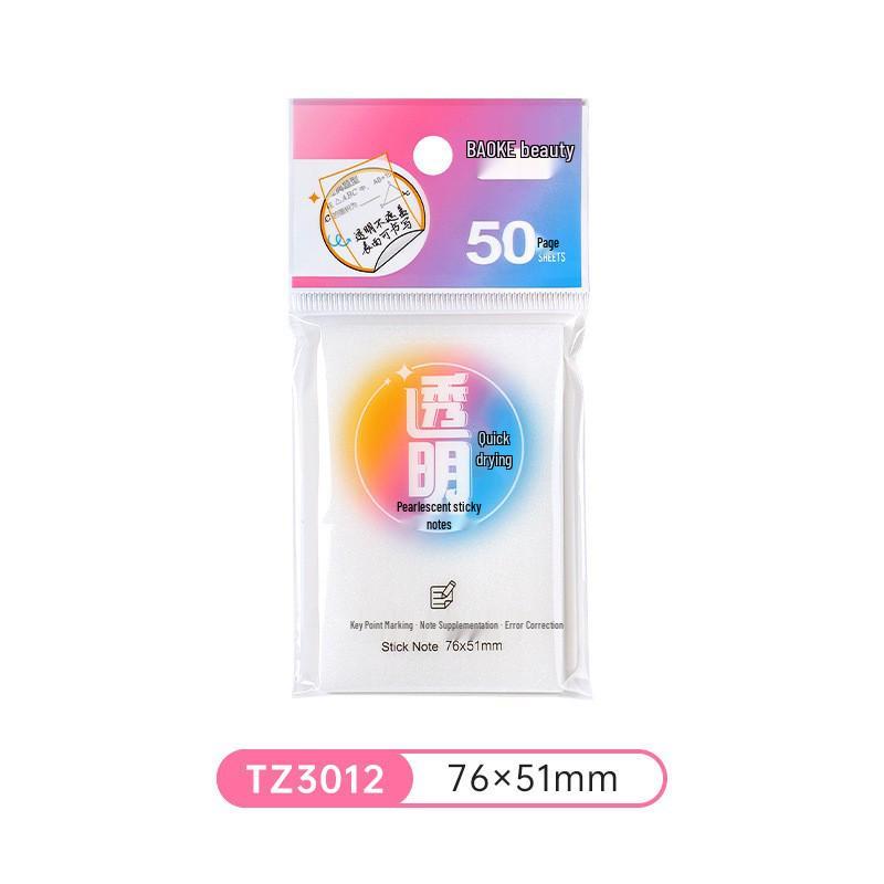 Transparent Pearlescent Sticky Notes: Waterproof, Tearable Memo Paper for Students, High-Value, Ins Style, Quick-Drying.
