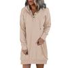 Women Autumn Hoodie Loose Solid Color Hooded Drawstring Long Sleeves Warm Sweatshirt Buttons Pure Color Spring Hoodie for Daily Wear