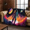 Cartoon Astronaut Universe Spaceman Outer Space Flannel Blanket Soft Warm Throw Blanket for Bedroom Living Room Bed Travel kids