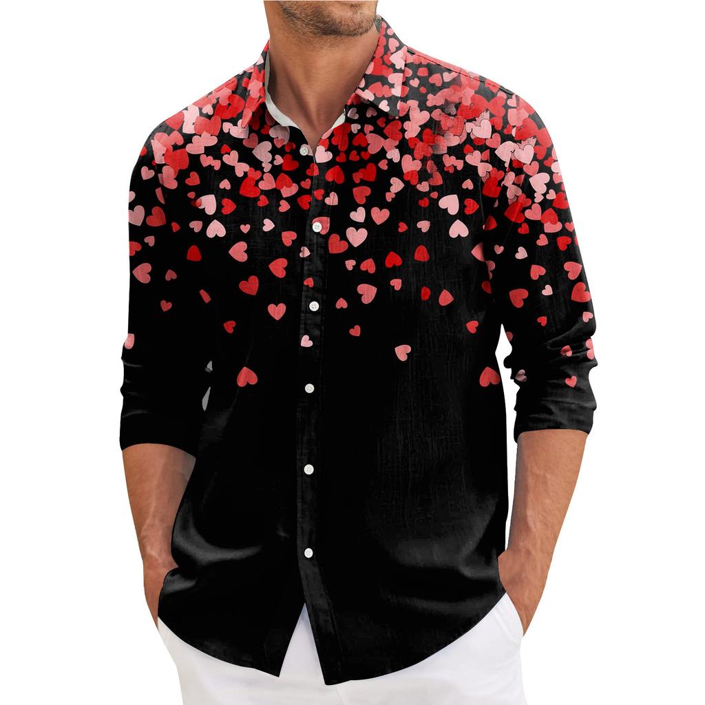 Men's Spring Casual Loose Printed Long Sleeved Shirt Men's Shirt