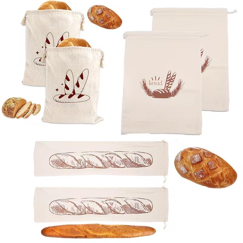 Reusable Linen Bread Storage Bags Natural Unbleached Cotton Linen Bread Keeper Eco-Friendly Bread Storage Pouch for Bread, Loaf & Sourdough