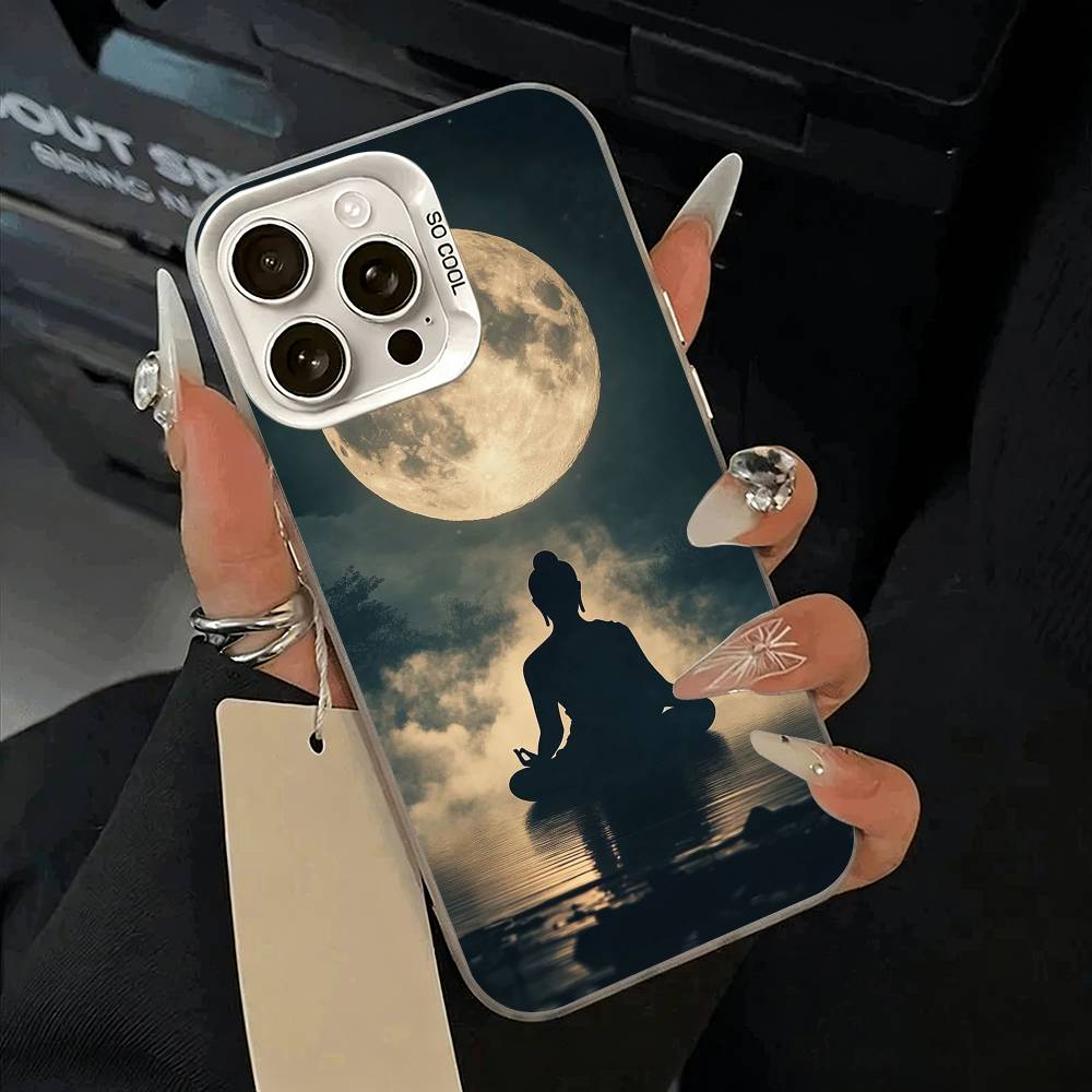 

Shakyamuni Buddha Phone Case For iPhone 11 12 13 14 15 16Pro Max Plus white Sliver Phone Cover iPhone14Plus