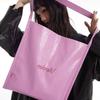 Solid Color Tote Bag With Embroidered Letters For Daily Use