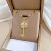 Flower Key Light Luxury Temperament Gorgeous Full Diamond Necklace Female Versatile Collarbone Chain Titanium Steel Chain
