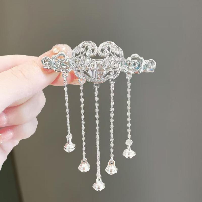 Versatile Antique-Style Peace Lock Bell Hairpin  Chinese-Style Hair Clip Side Clip Hair Accessory