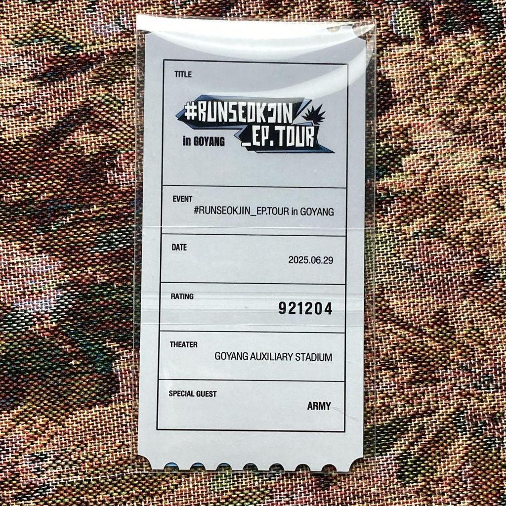 [USED] RUNSEOKJIN_EP.TOUR 6/29 BTS JIN trading card
