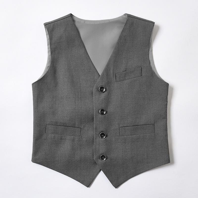 

Детский черный жилет: Платье в британском стиле, однотонное, для девочек-цветочниц и мальчиков для выступлений. 160 cm темно-серого