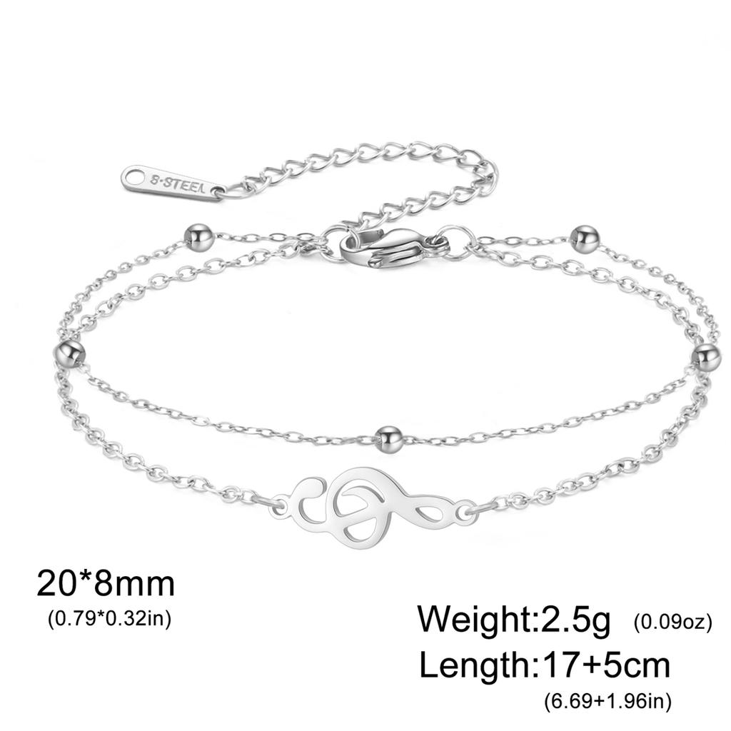 Fashion Music Symbol Bracelet for Women Gold/Silver Color Link/Rope Chain Bracelet Stainless Steel Musician Jewelry Gift