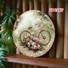 Vintage Floral Tin Sign Roses Bicycle Wall Art Decor Home Decoration