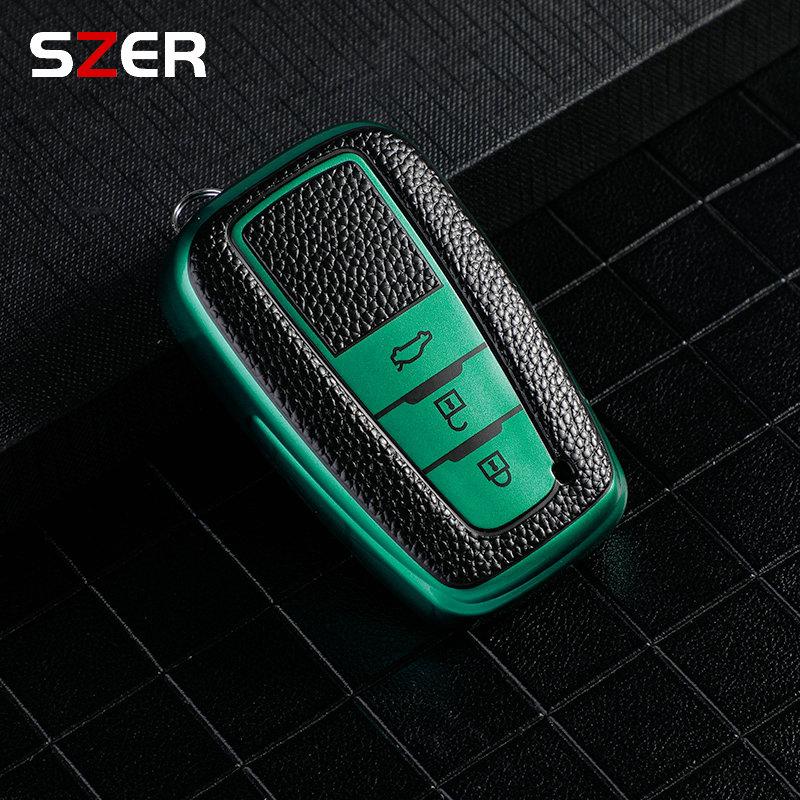 Auto Leather Tpu Car Key Cover Case Shell Fob For Toyota Prius Camry Corolla C-Hr Chr Rav4 Prado Keychain Accessories