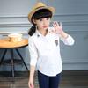 Camisa escolar para adolescentes, blusa para niña, blusa blanca de algodón de manga larga con dibujos animados, Tops bordados, ropa para niños para primavera y otoño