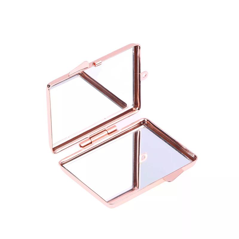 Mini Folding Mirror Keychain Round Heart Oval Square Shape Double Sided Cosmetic Mirror Metal Folding Keychain Makeup Mirror