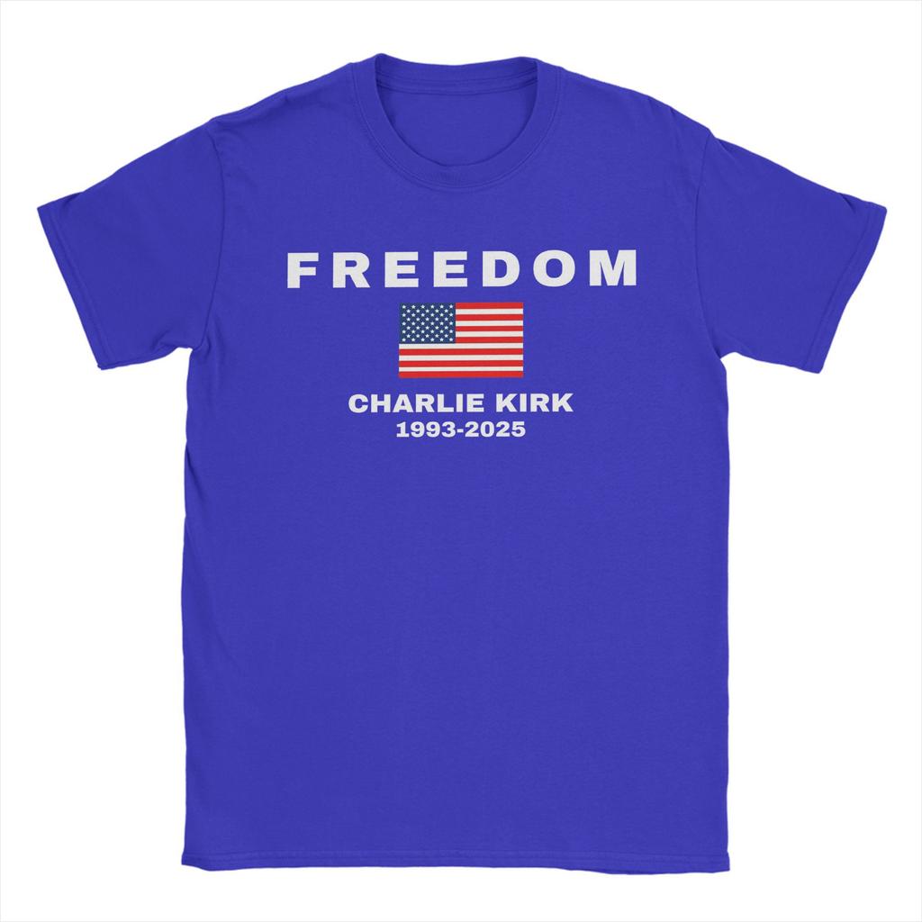 Turning Point USA Charlie Kirk T-Shirts Men  Novelty Pure Cotton Tee Shirt Round Collar Short Sleeve T Shirts Gift Idea Tops