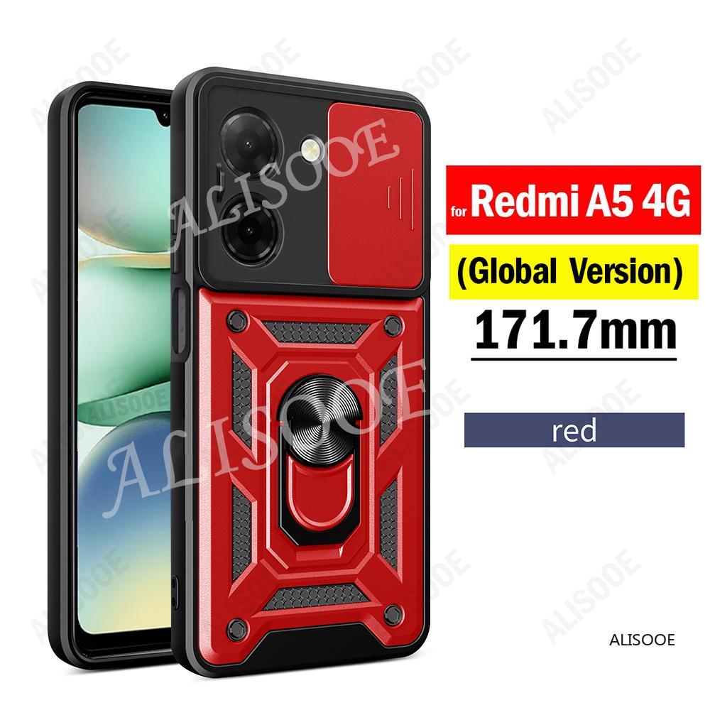 Shockproof Capa for Xiaomi Redmi A5 4G Global (171.7mm) Case Armor Slide Camera Protect Ring Stand Cover for Redmi A5 4G Funda