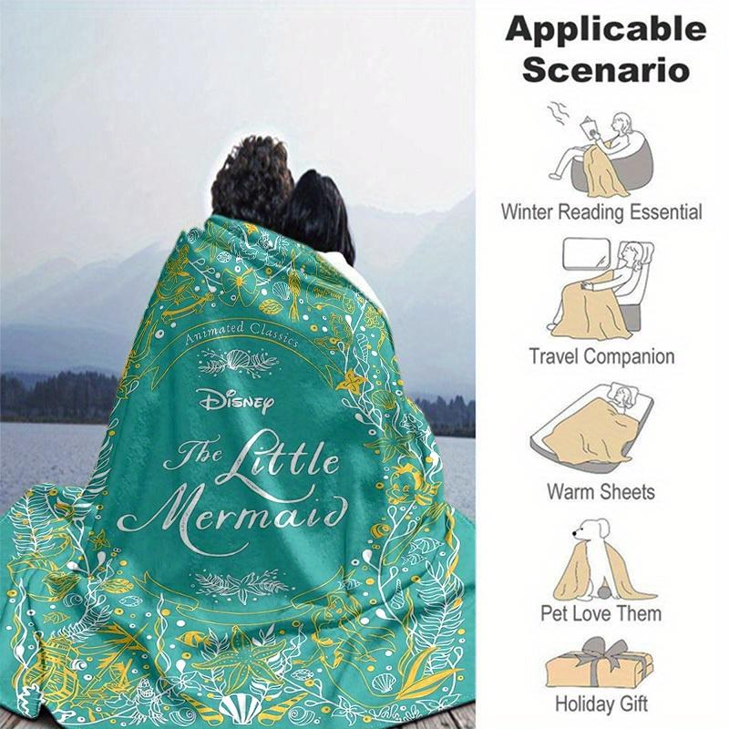 1pc, Disney's The Little Mermaid Animated Classics Home Decor Blanket, Flannel Throw for Bedroom, Living Room, Travel, Camping