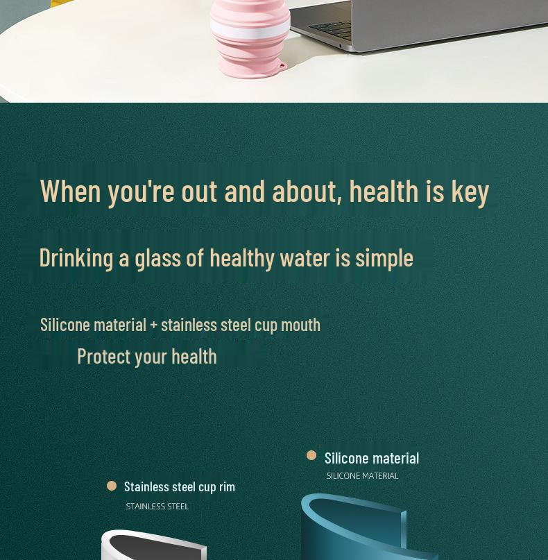 Portable Silicone Folding Travel Cup with Lid - Mini Telescopic Gargle Cup for Outdoor Use