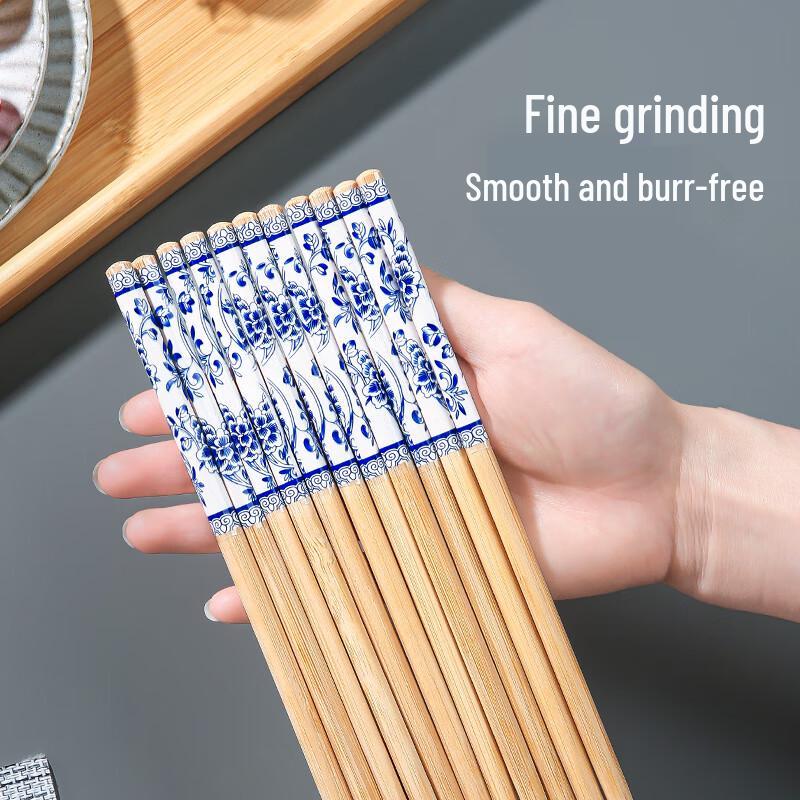 Meiliya 50 Pairs Individually Wrapped Printed Carbonized Bamboo Chopsticks