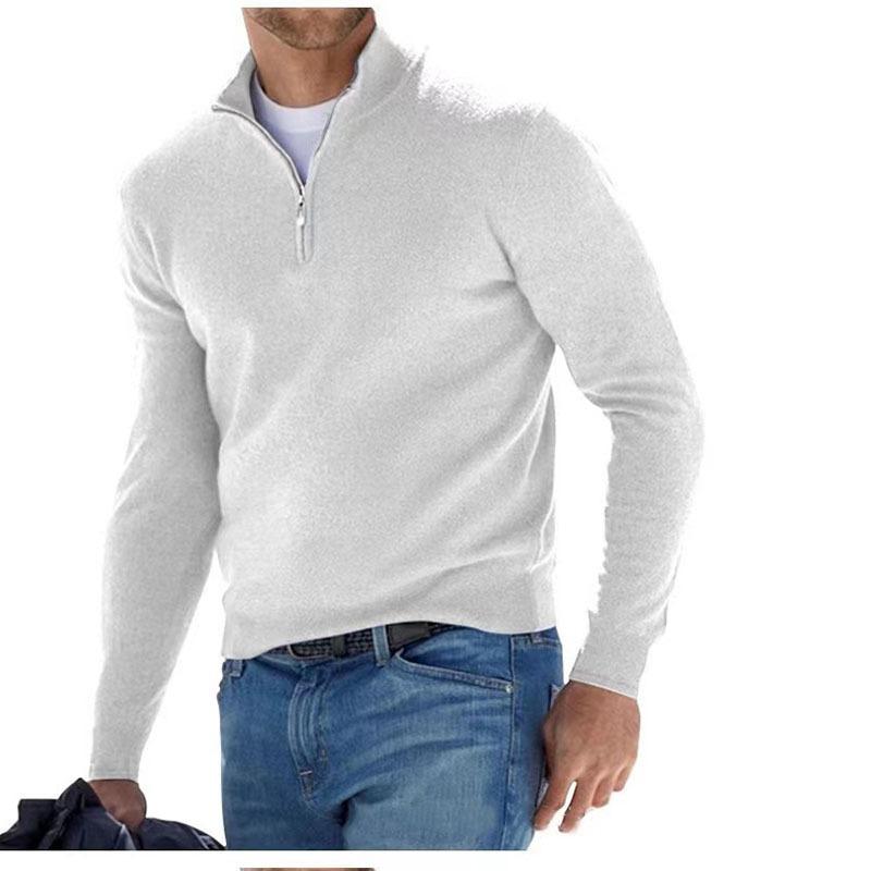 Otoño Invierno Ropa Deportiva para Hombre Jersey Cálido Color Sólido Media Cremallera Suéter Casual Slim Cuello en V Manga Larga Sudaderas Top Abrigo Base para Hombre