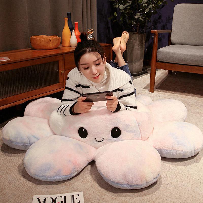 Reversible Dye Scape Octopus Plushie With Cartoon Animal Shape For Kids Bedroom Decor