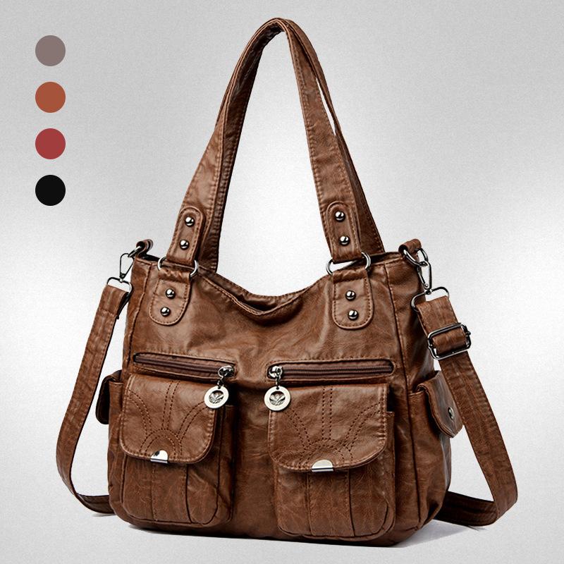 Elegante Borsa a Spalla da Donna, Stile Europeo e Americano, Grande Capacità, Pelle Morbida, Borsa da Donna, Borsa a Tracolla Tote, Borsa a Mano Nuovo Stile