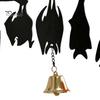 Festive Entrance Hanging Bell Halloween Wall Decor, Matte Black Dead Branch Bat Silhouette Ornament Courtyard Decoration with Metal Bell, Easy Install