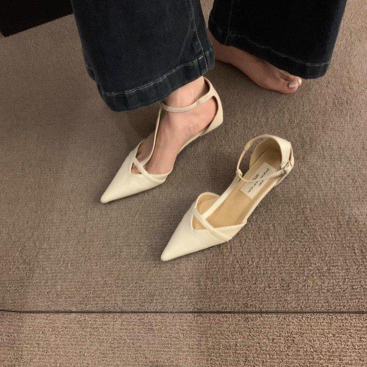

[Youshilai] Niche design pointed cat heel sandals women s 2025 summer new fashion temperament versatile single shoes 35