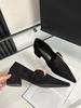 fashion Pointed Toe Women Pumps Shallow Slip On Flat Mid Heeled Belt Buckle Slip On Thick Heels Flcok/PU/Lycra Office Pumps Shoes 35-39