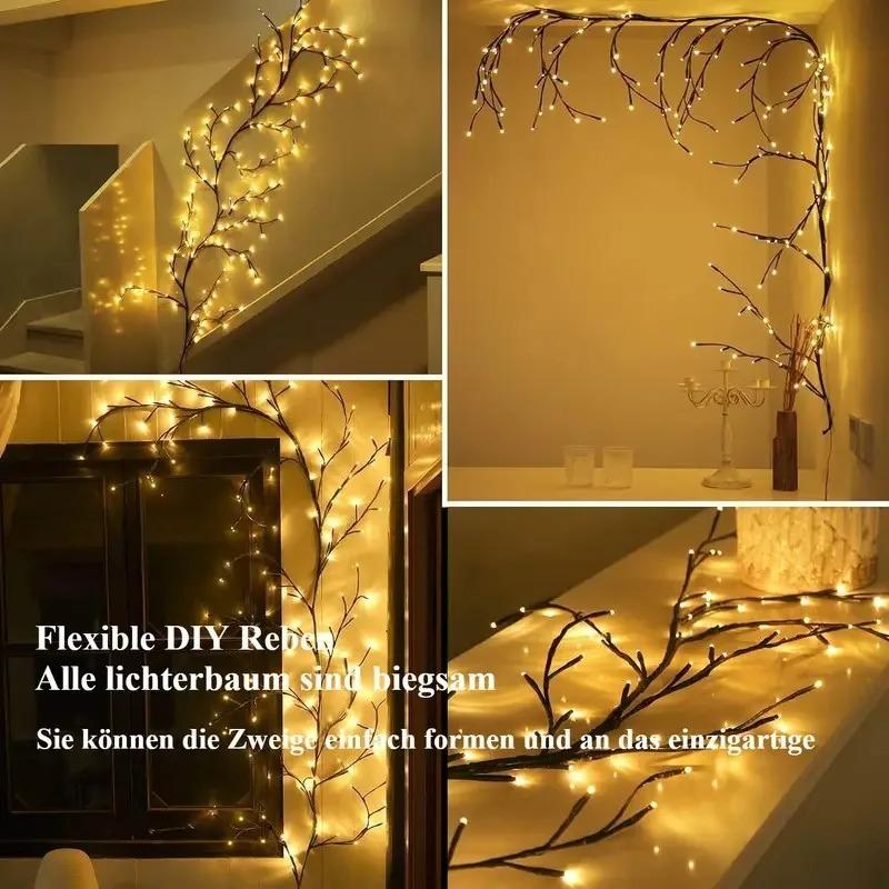 Ranken-Lichterkette Künstliche Weidenranke Licht USB Biegsam DIY Innen-Dekor Beleuchtung für Schlafzimmerwand Feiertag
